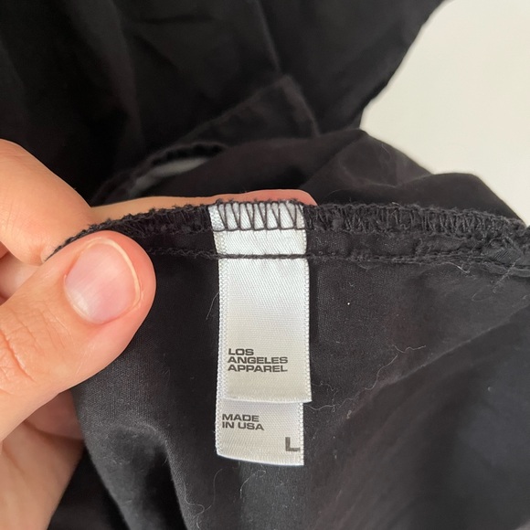 Los Angeles Apparel Black Boxy Button Down Shirt - Picture 3 of 4